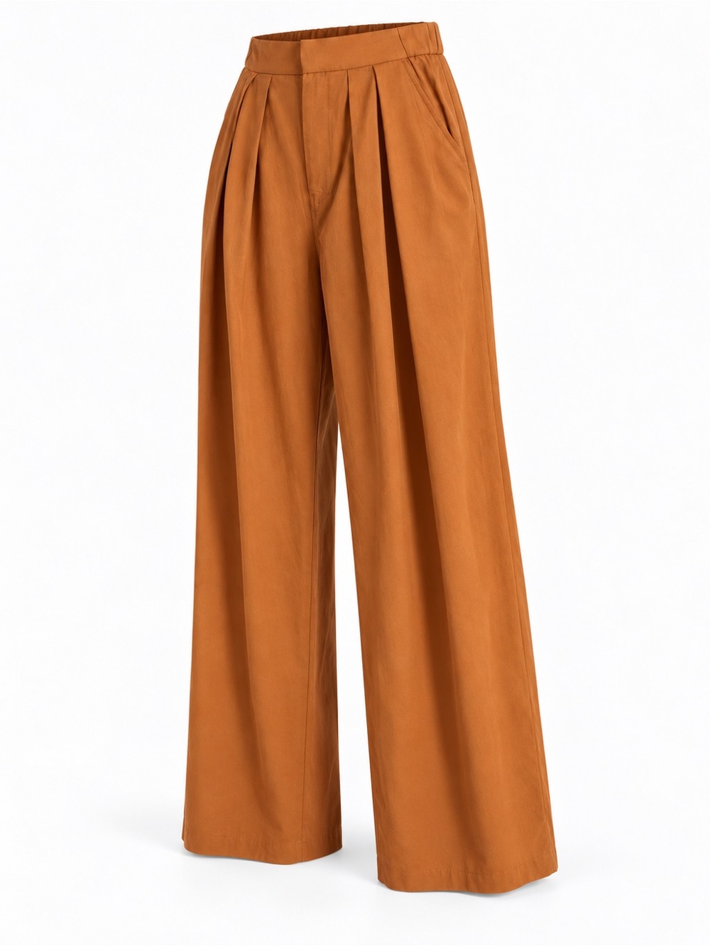 Terea by Andrea Pitter Rust Pleated Wide Leg Pants Size L NWT - Picture 2 of 12